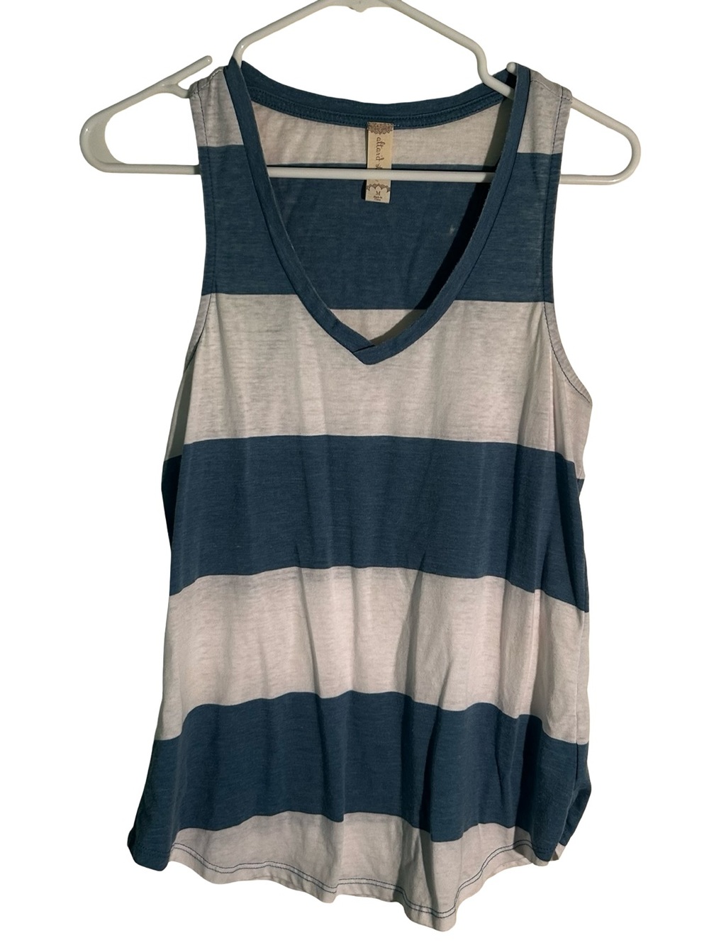 Altar'd State Blue and White Striped V-Neck Tank